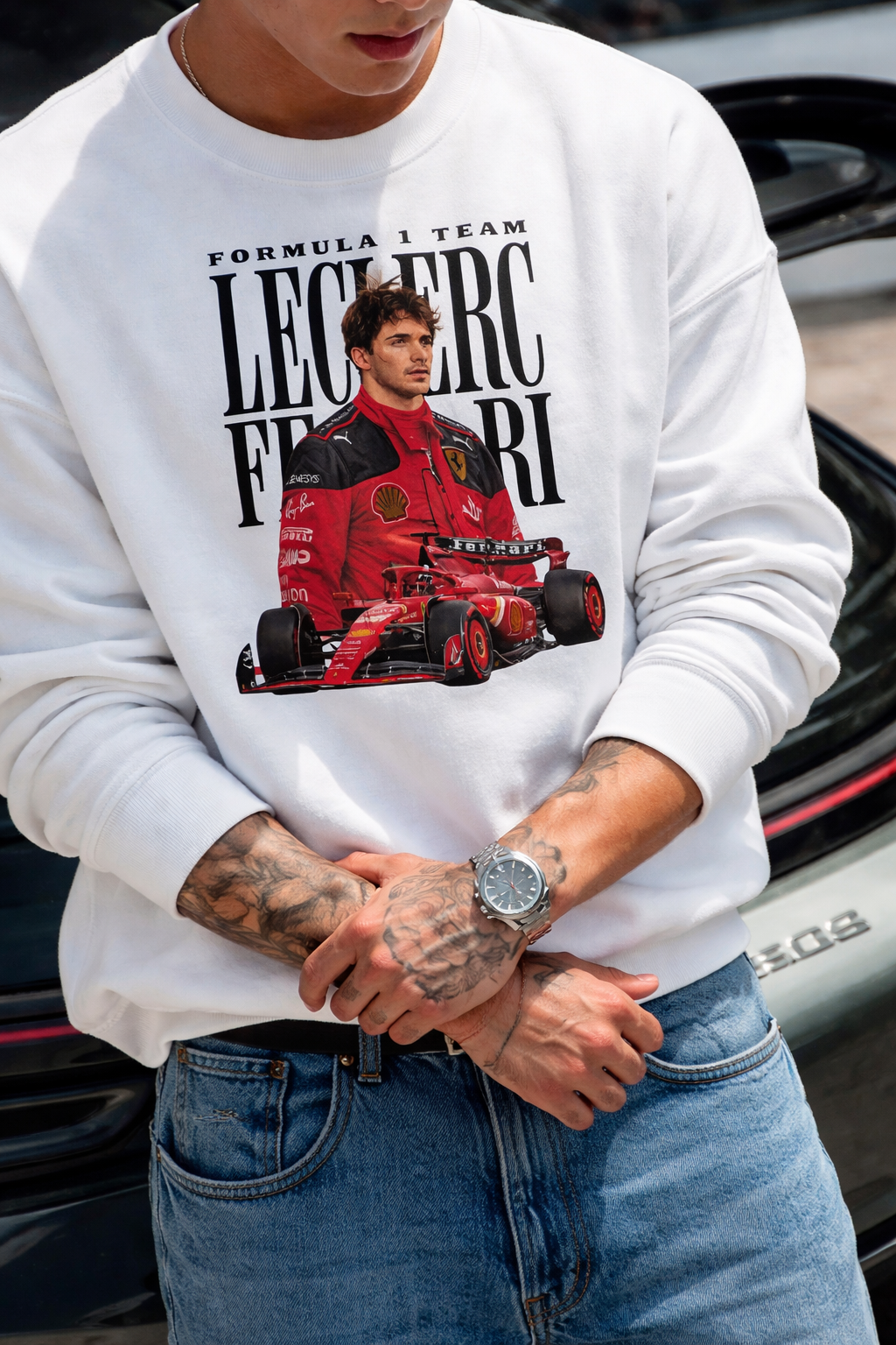Charles Leclerc Ferrari Sweatshirt F1 Driver Crewneck Formula 1 Racing