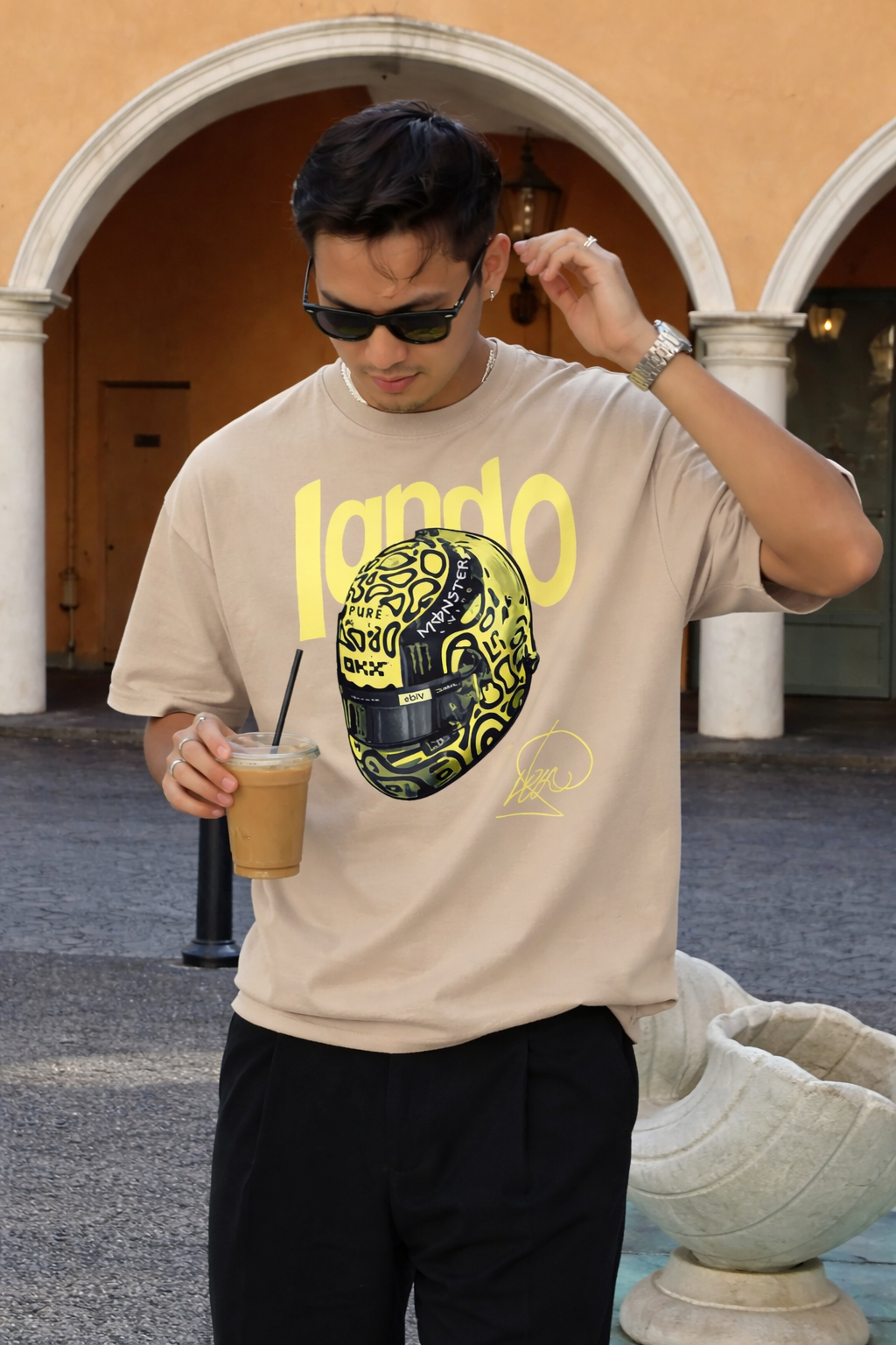 Lando Norris Helmet Shirt F1 Racing Tee McLaren Formula 1 T-Shirt