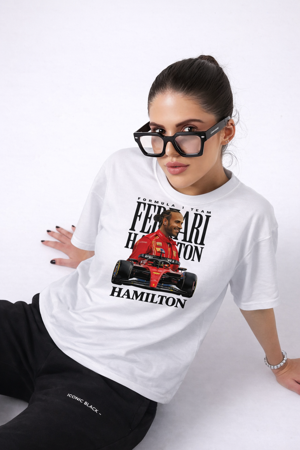 Lewis Hamilton Ferrari Shirt Black F1 T-Shirt Formula 1 Racing Tee