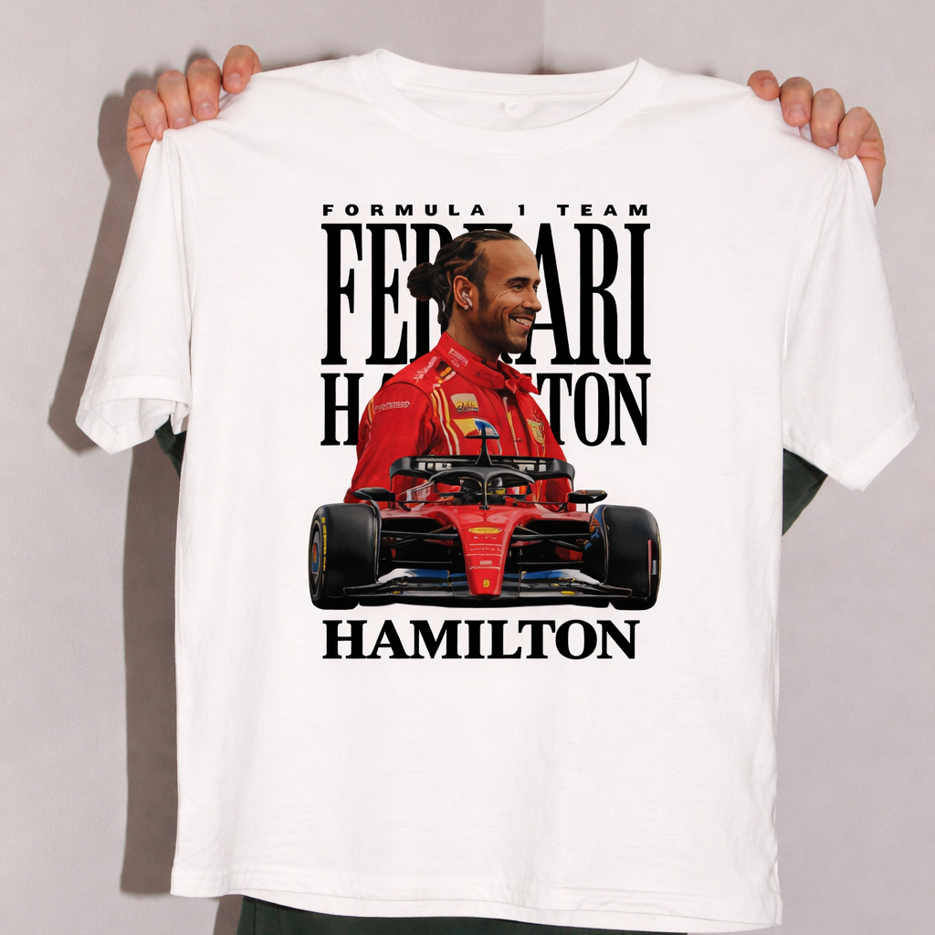 Lewis Hamilton Ferrari Shirt Black F1 T-Shirt Formula 1 Racing Tee