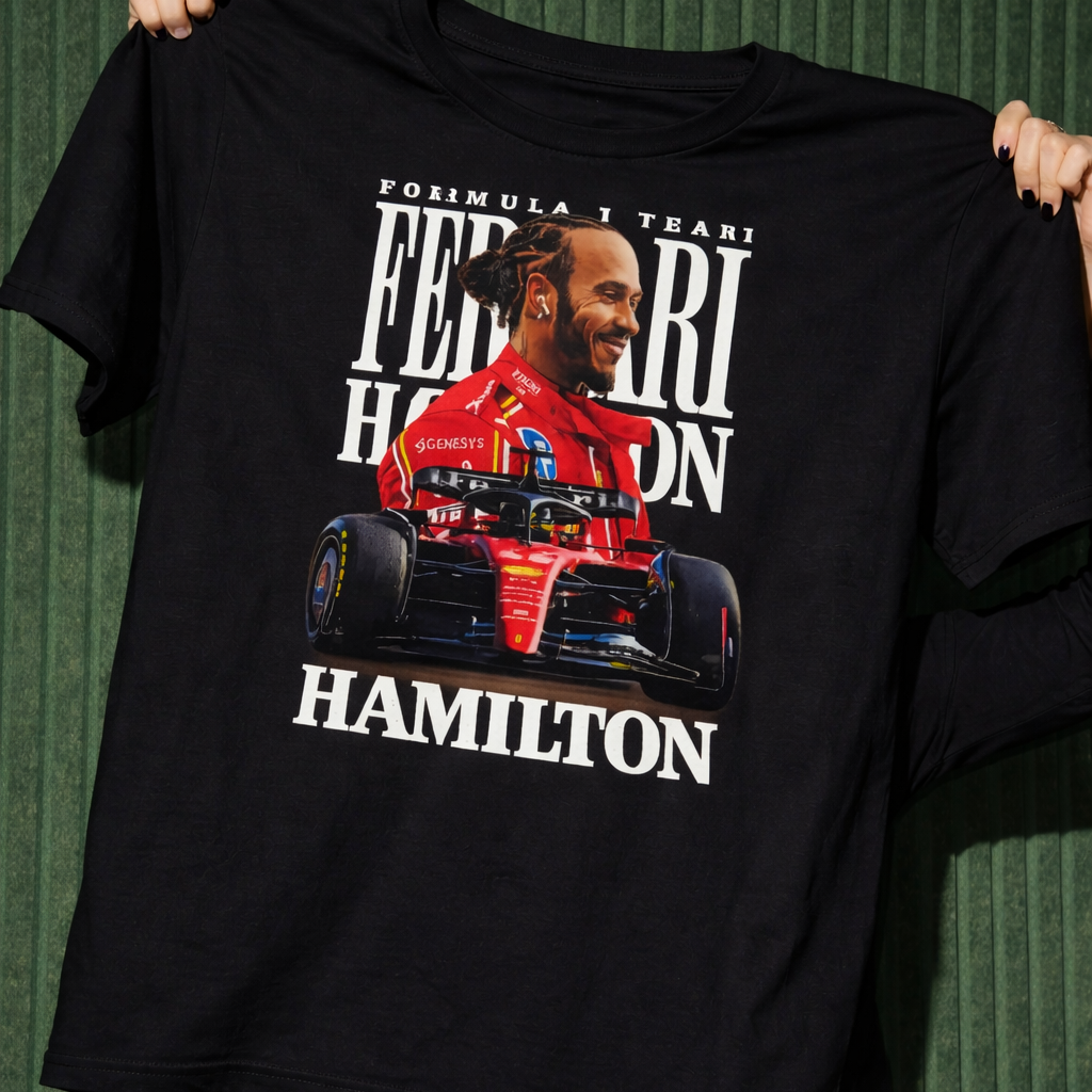 Lewis Hamilton Ferrari Shirt Black F1 T-Shirt Formula 1 Racing Tee