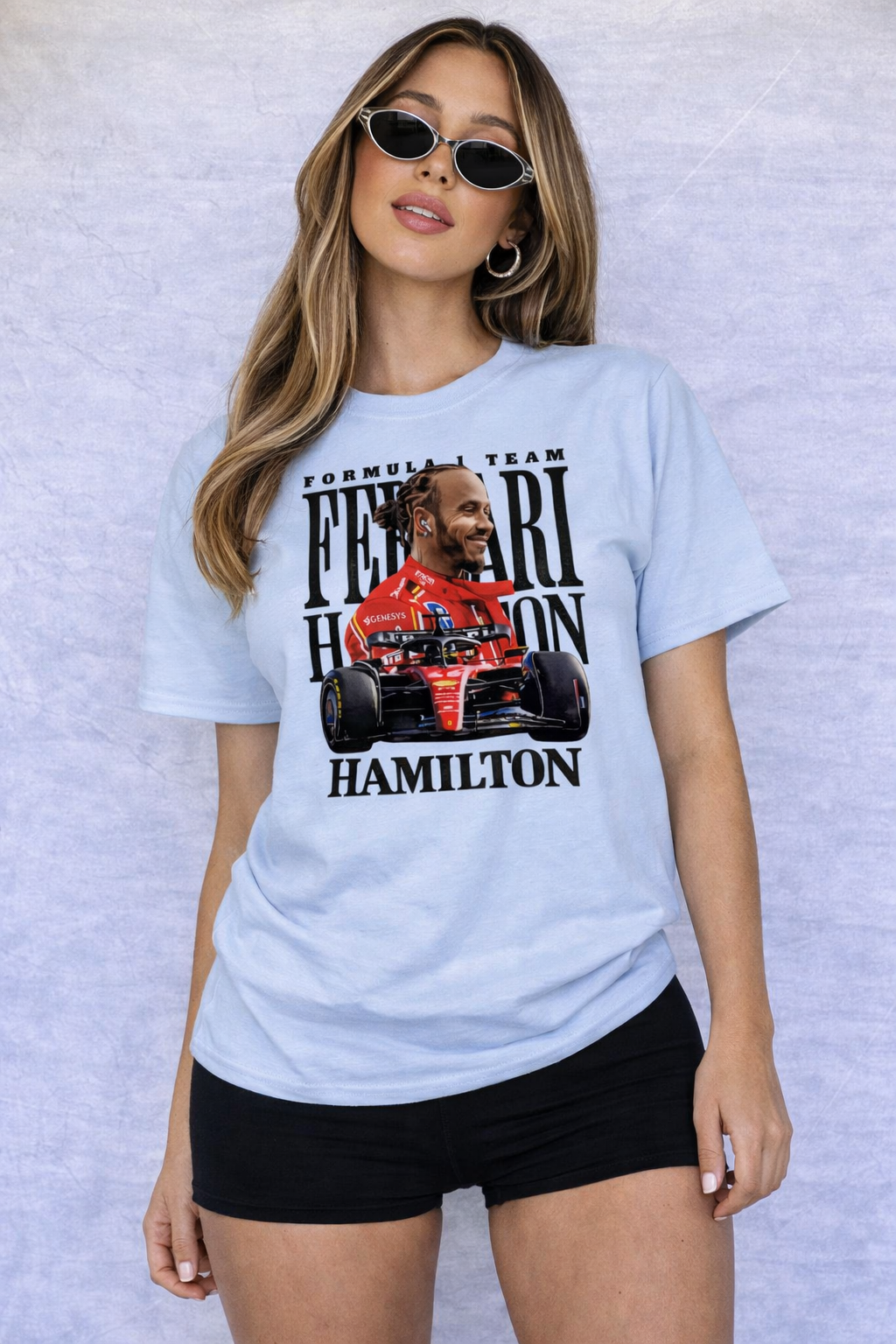 Lewis Hamilton Ferrari Shirt Black F1 T-Shirt Formula 1 Racing Tee