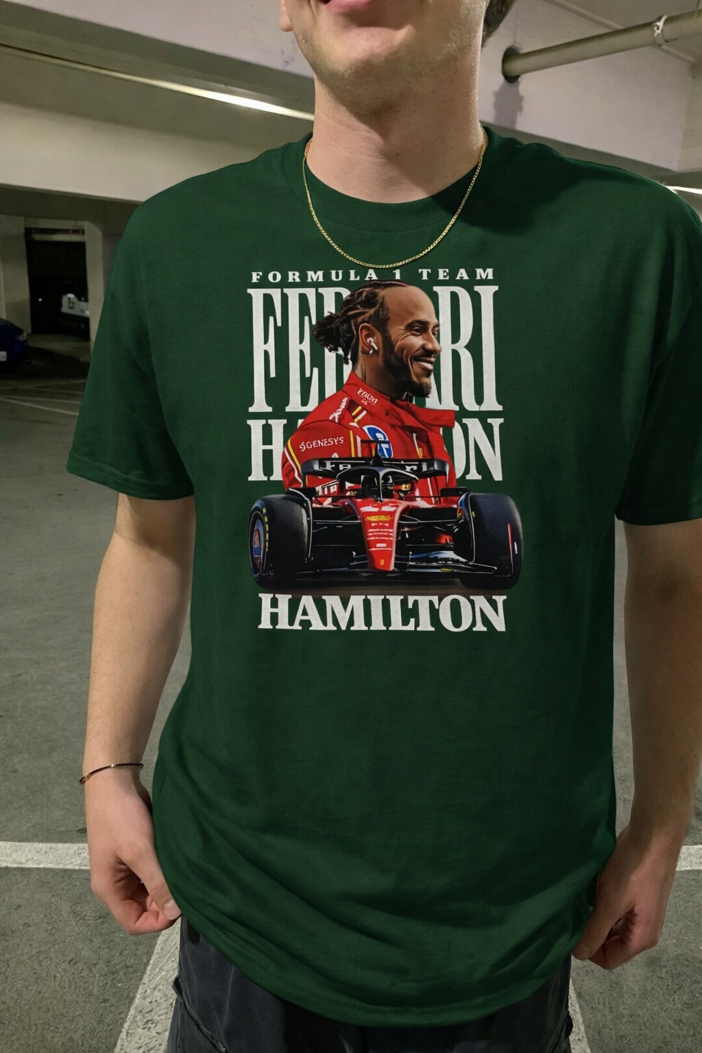 Lewis Hamilton Ferrari Shirt Black F1 T-Shirt Formula 1 Racing Tee